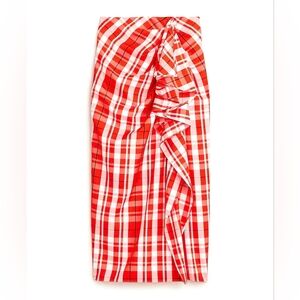J. Crew Long Ruffle Skirt in Plaid